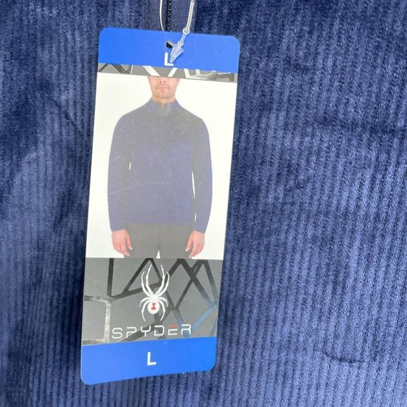 NEW Spyder Men's L Navy 1/4 Zip Pullover Ribbed Sweatshirt Mock neck - Picture 7 of 10